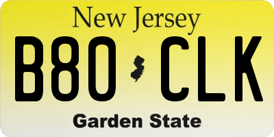 NJ license plate B80CLK