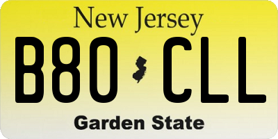 NJ license plate B80CLL