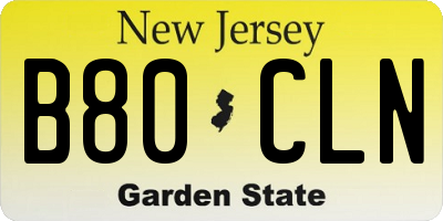 NJ license plate B80CLN