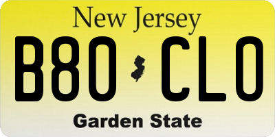 NJ license plate B80CLO