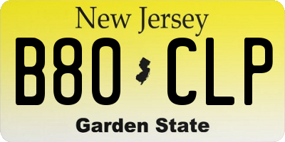 NJ license plate B80CLP
