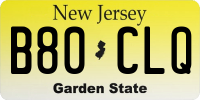 NJ license plate B80CLQ