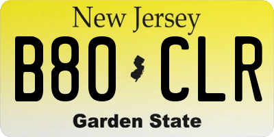 NJ license plate B80CLR