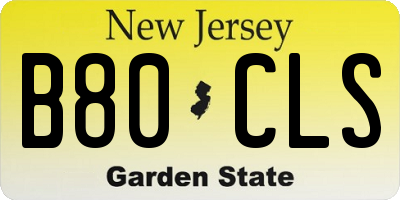 NJ license plate B80CLS
