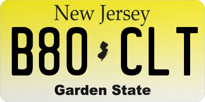 NJ license plate B80CLT