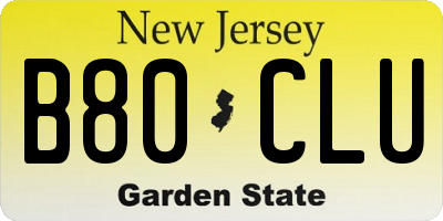 NJ license plate B80CLU