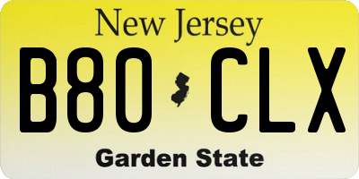 NJ license plate B80CLX