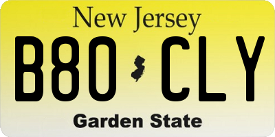 NJ license plate B80CLY
