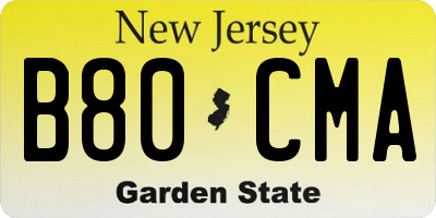 NJ license plate B80CMA