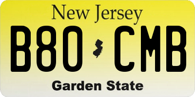 NJ license plate B80CMB