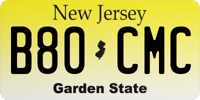 NJ license plate B80CMC