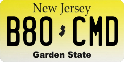NJ license plate B80CMD