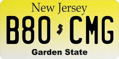 NJ license plate B80CMG