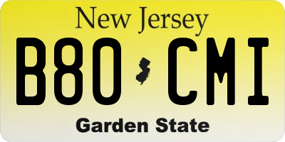 NJ license plate B80CMI