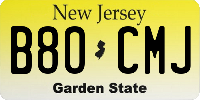 NJ license plate B80CMJ