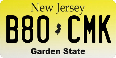 NJ license plate B80CMK
