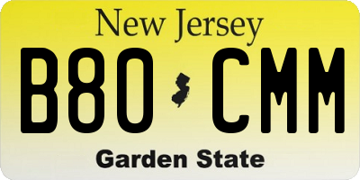 NJ license plate B80CMM