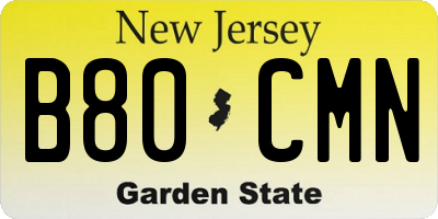 NJ license plate B80CMN