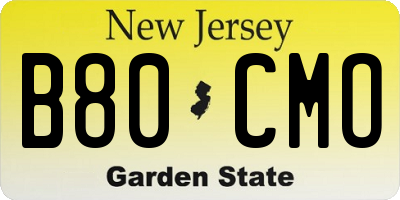 NJ license plate B80CMO