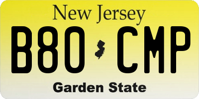 NJ license plate B80CMP