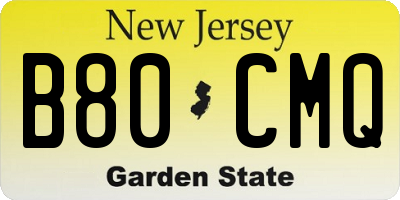 NJ license plate B80CMQ