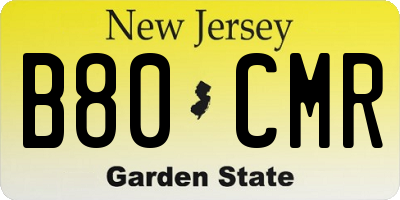 NJ license plate B80CMR