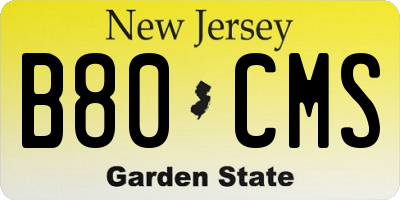NJ license plate B80CMS