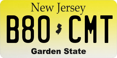 NJ license plate B80CMT