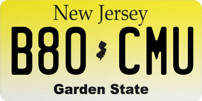NJ license plate B80CMU
