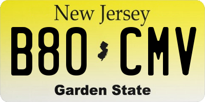 NJ license plate B80CMV