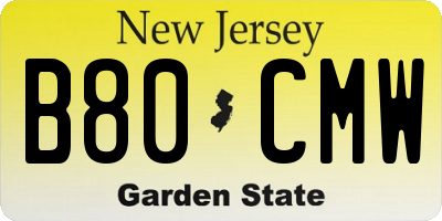 NJ license plate B80CMW