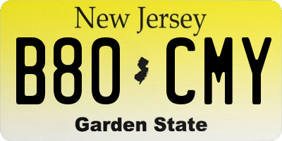 NJ license plate B80CMY