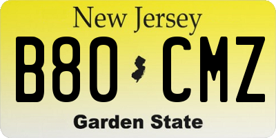 NJ license plate B80CMZ