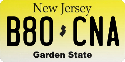 NJ license plate B80CNA