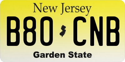 NJ license plate B80CNB