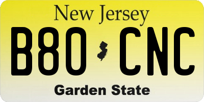 NJ license plate B80CNC