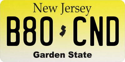 NJ license plate B80CND
