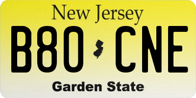 NJ license plate B80CNE