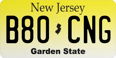 NJ license plate B80CNG