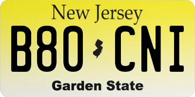 NJ license plate B80CNI