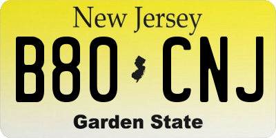 NJ license plate B80CNJ