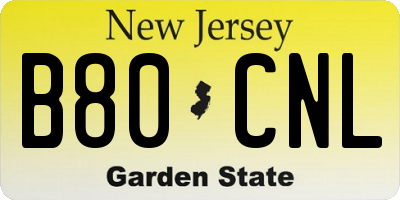 NJ license plate B80CNL