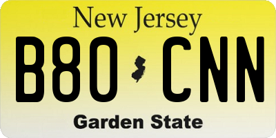 NJ license plate B80CNN