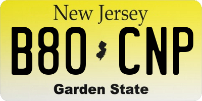 NJ license plate B80CNP