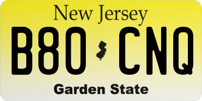 NJ license plate B80CNQ