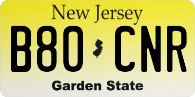 NJ license plate B80CNR