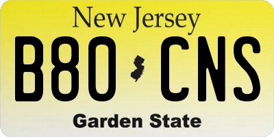 NJ license plate B80CNS