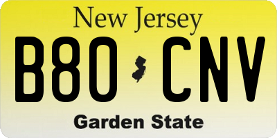 NJ license plate B80CNV