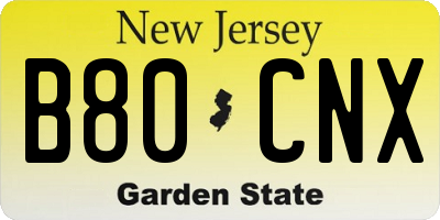 NJ license plate B80CNX