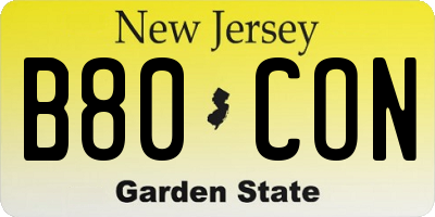NJ license plate B80CON